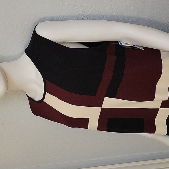 Vtg ALFANI Retro Space Age Mod Colorblock Sleeveless Sweater Size XL - Picture 3 of 9